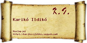 Karikó Ildikó névjegykártya